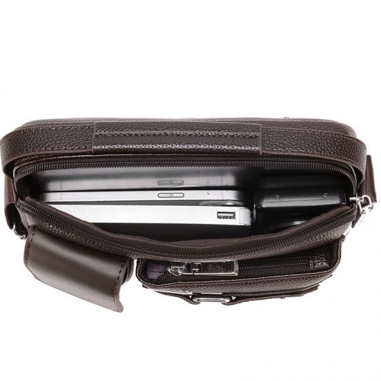 Men's single shoulder bag, new style lychee men's cross-body small bag, business commuting cross-body bag, casual travel handbag