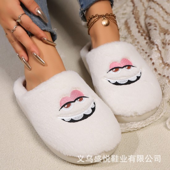 Best-selling pink bow pattern cotton slippers, Valentine's Day pink warm women's cotton slippers