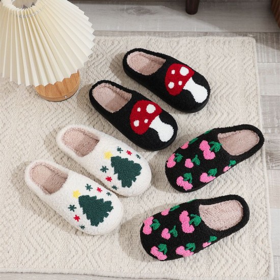 Best-selling cross-border Christmas elk cotton slippers Women's Autumn and Winter Home Warm Couple Plush Slippers