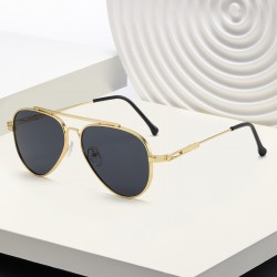 New trendy, large-frame retro sunglasses for men, high-end metal sunglasses for men's driving.