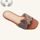 Wholesale factory ladies slippers, women's summer outdoor flat woven shoes.