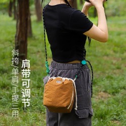 Simple time nylon waterproof mirrorless camera bag, women's SLR camera bag, drawstring crossbody storage bag, travel liner photography bag