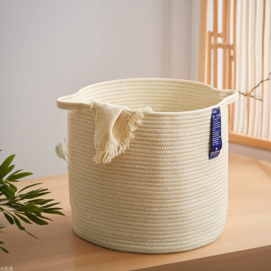 Factory-direct thickened cotton string storage basket, multifunctional snack, toy, and sundry storage basket, large-capacity laundry basket