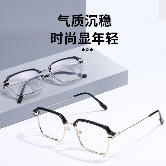 2024 new ultra-thin metal blue light blocking plain glasses for men, fashionable and versatile for business and casual wear