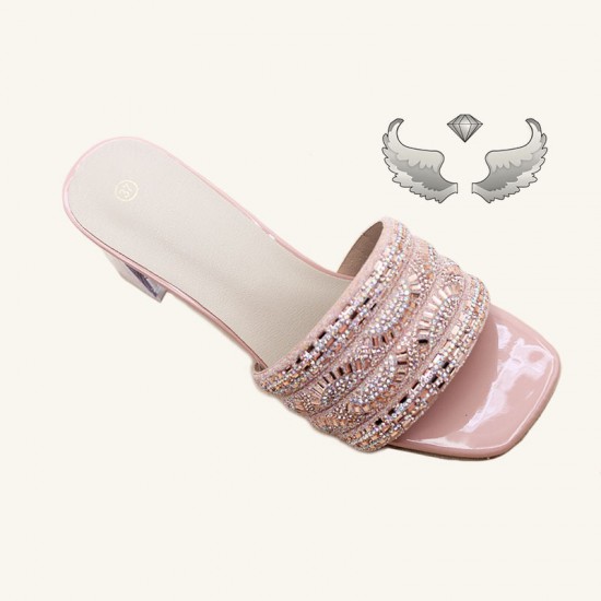 Wholesale slippers, wholesale block heels, fashionable rhinestone women's slippers