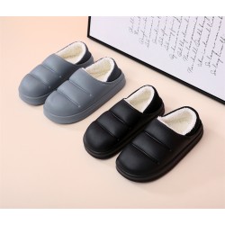 Waterproof and Non-Slip Cotton Slippers for Men and Women, Thick-Sole, Winter Home Warm Couple Plush Shoes