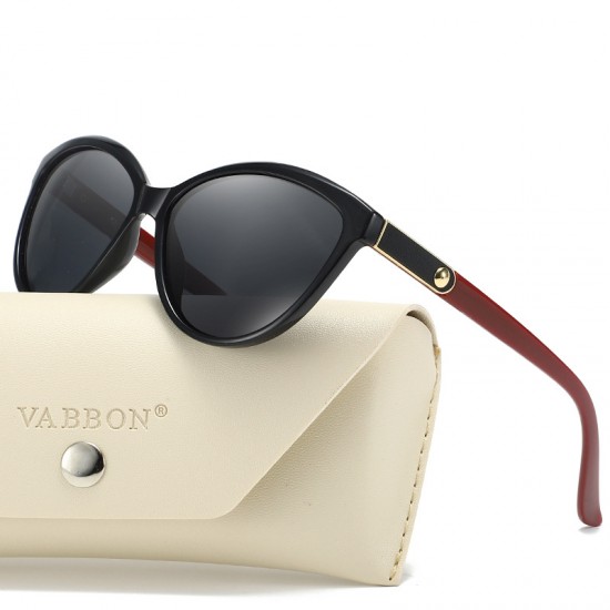 New Korean Fashion Polarized Sunglasses, Personalized Leather-Inlaid Light Luxury Sunglasses, European and American Cross-Border Cat-Eye Sunglasses for Women