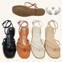 Wholesale ladies' slippers Sandals, a factory-made Chaozhou women's shoe, offers fashionable flat-soled beach sandals.