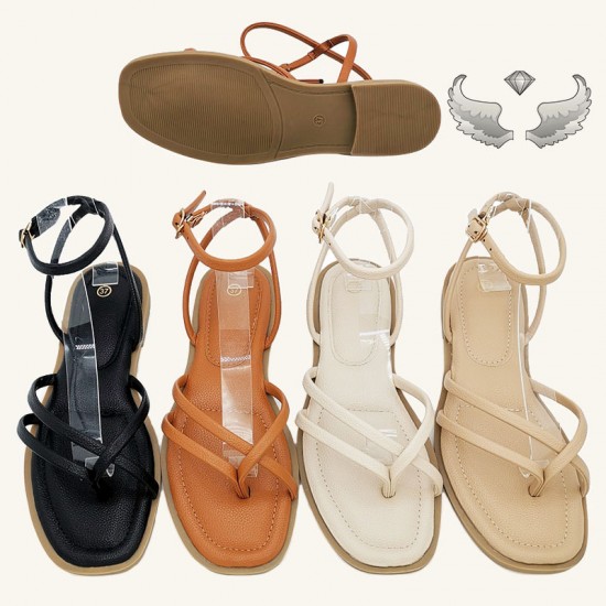 Wholesale ladies' slippers Sandals, a factory-made Chaozhou women's shoe, offers fashionable flat-soled beach sandals.