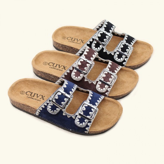 Suriname in-stock wholesale high-quality women's new summer thick-soled fashionable double-buckle Birkenstock slippers