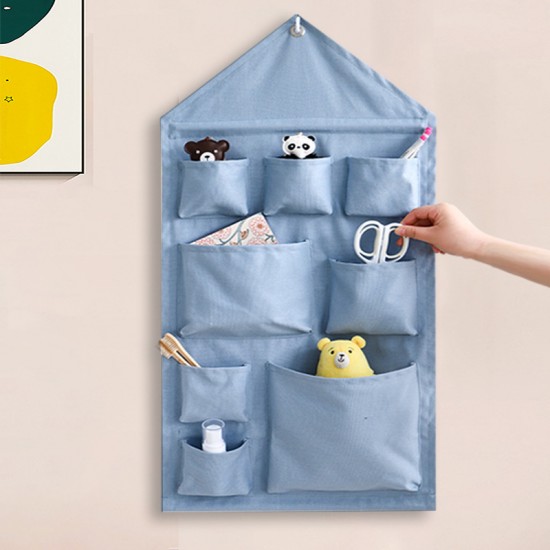 Simple Thickened Cotton Canvas Children's Cute Hanging Bags, Large-Capacity Fabric Storage Bags for Doors and Walls