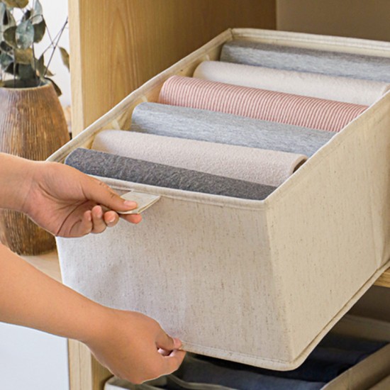 Tianshan cotton and linen compartmented storage basket, household clothing wardrobe storage box, underwear and pants drawer-style storage box