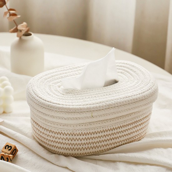 Creative handmade cotton tissue box for toilet paper, multifunctional living room coffee table napkin storage box