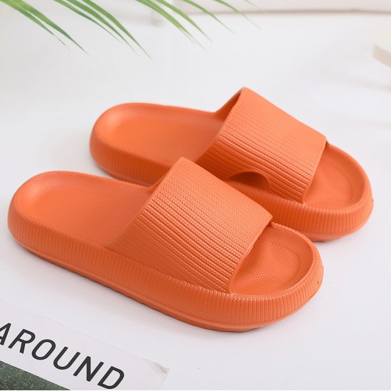In-Stock Solid Color Thick-Sole Summer Couple's Comfortable Sandals, Men's and Women's Outdoor and Indoor Bathing Slippers Wholesale