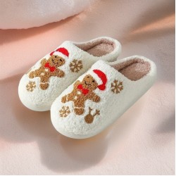 Best-selling Christmas snowflake gingerbread man slippers, unisex and warm, available for agency
