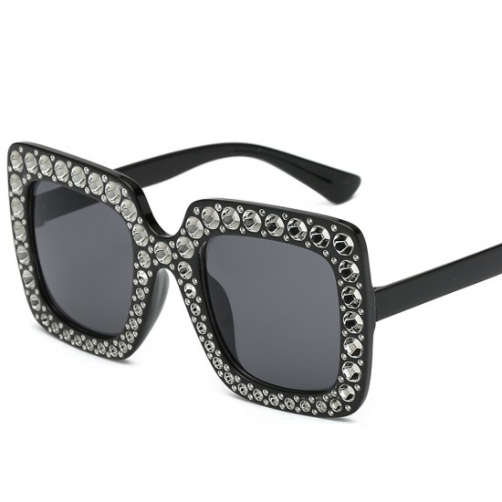 New European and American fashion, new multi-color large-frame diamond-studded sunglasses, trendy street style square sunglasses for women, cross-border sunglasses
