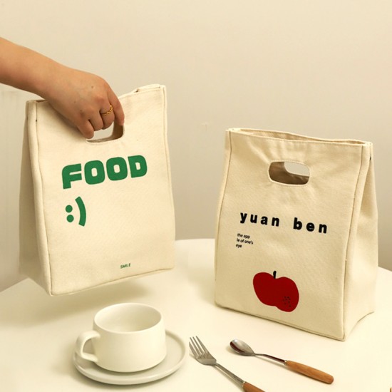 Thickened canvas lunch picnic bag, Japanese-style insulated lunch box for office workers and students, custom lunch box bag.