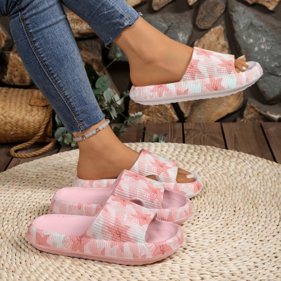 Summer thick-soled floral print sandals, couples' slippers for both home and outdoor use