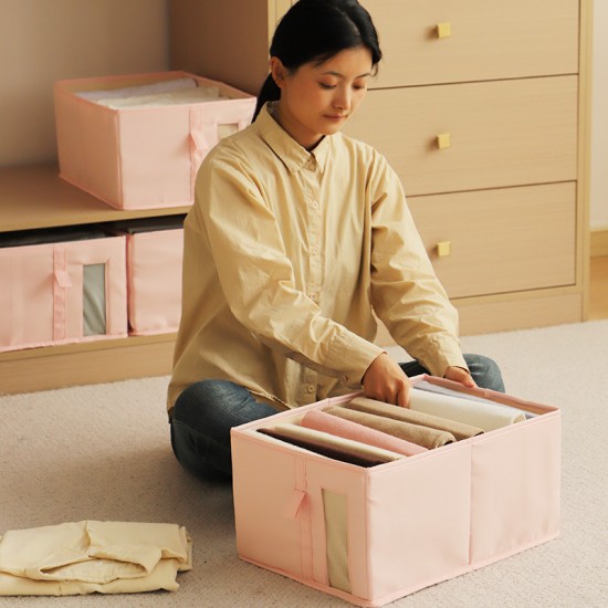 Gabardine Visual Large-Capacity Clothes Storage Baskets, Multifunctional Wardrobe Organizers, Foldable Storage Boxes