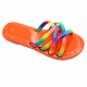 Cross-border flat open-toe flip-flops for women, colorful cross-strap casual and versatile beach sandals.