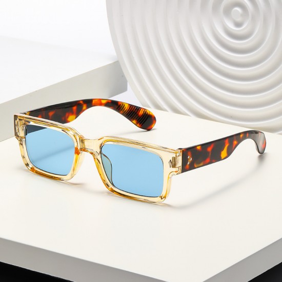 New Colorblock Square-Frame Fashion Sunglasses, Men's Small-Frame Sun Protection Sunglasses, European and American Cross-Border Individual Sunglasses