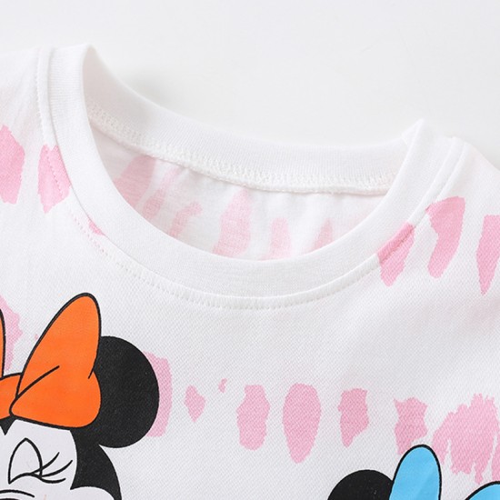 Girls' short-sleeved summer styles Fashionable European and American children's cotton T-shirts, round-neck printed cartoon baby tops