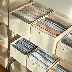 Tianshan cotton and linen compartmented storage basket, household clothing wardrobe storage box, underwear and pants drawer-style storage box