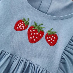 Girls' summer 2025 new European and American style short-sleeved round-neck princess dresses for small and medium-sized children, children's dresses