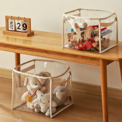Transparent children's toy storage basket, building block and plush toy storage box, large-capacity, multifunctional household storage bin